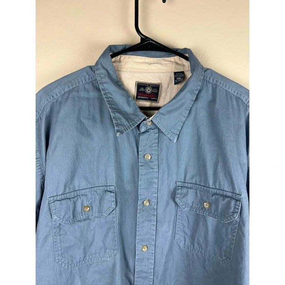 Wrangler Blue Short Sleeve Button Up Size 3XL - Picture 2 of 5